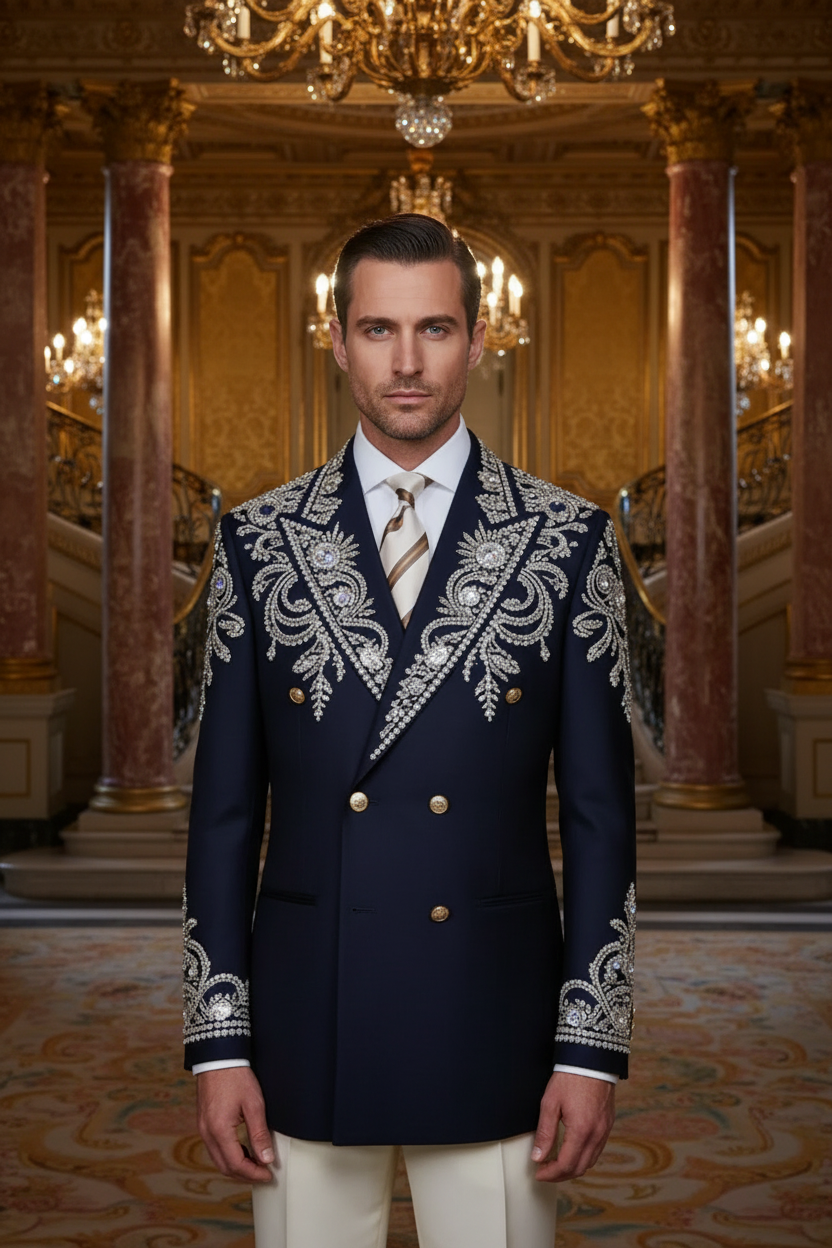 👑 KING DIAMOND TUXEDO — COSTUME COUTURE BRODÉ & CRISTAUX HOMME