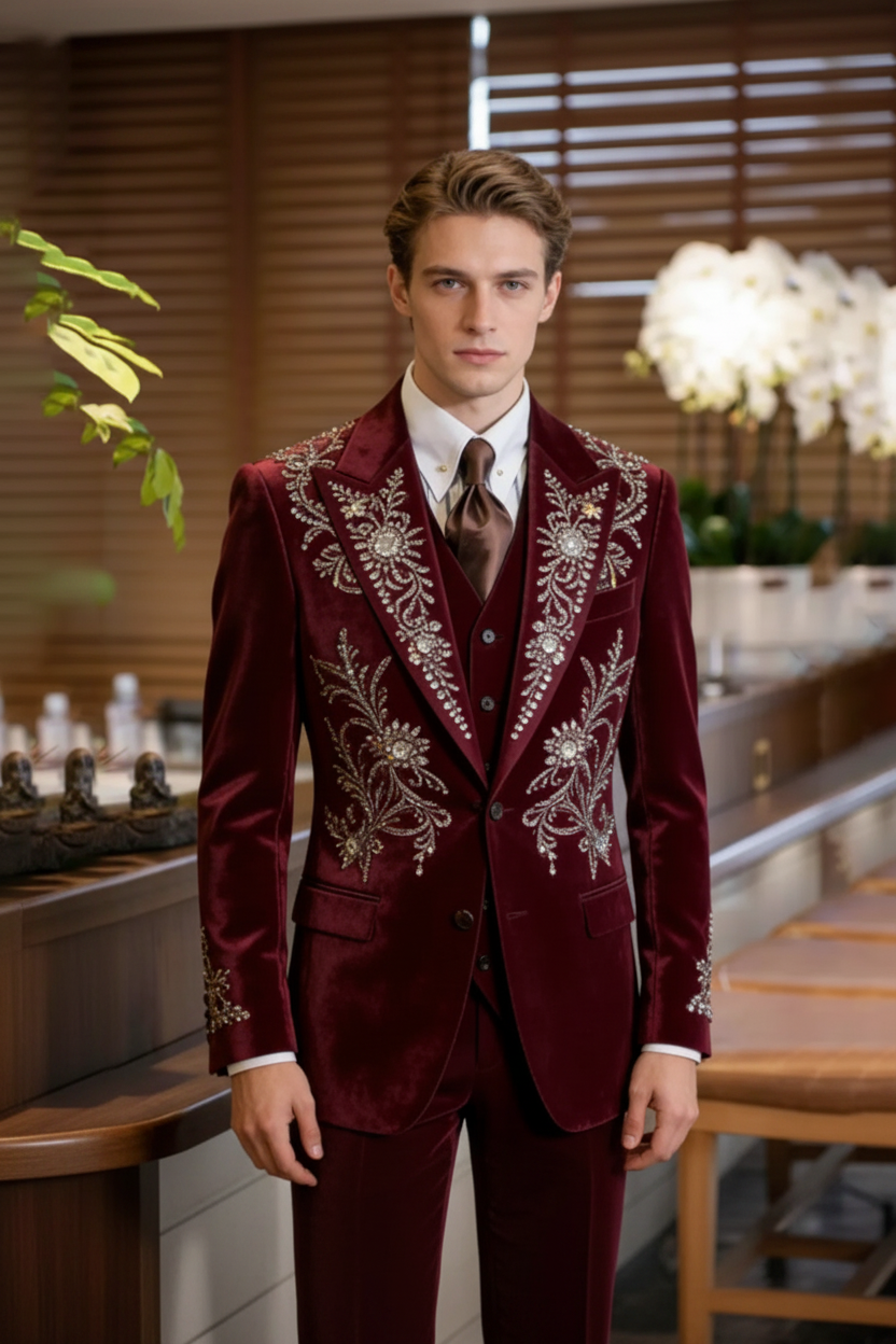 👑 KING CRYSTAL SUIT — COSTUME COUTURE HOMME ORNÉ DE CRISTAUX SIGNATURE