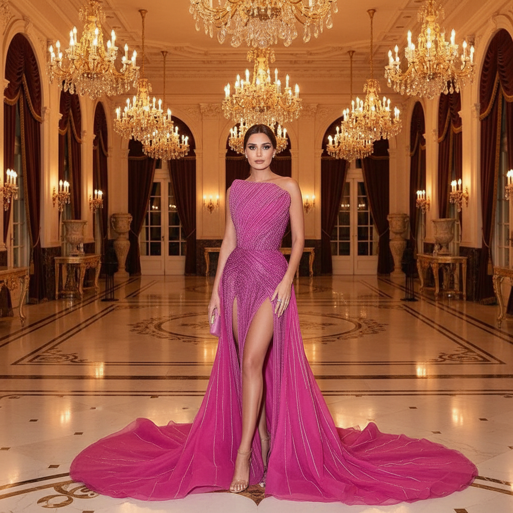 👑 QUEEN ILLUSION — ROBE DE SOIRÉE PAILLETTES & PERLES