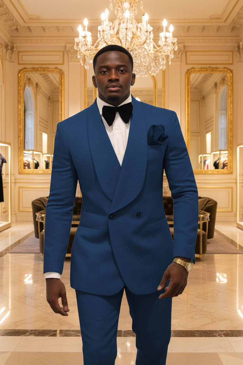 👑 KING WHITE PATTERN — SMOKING MARIÉ BLANC MOTIF REVERS CHÂLE 2 PIÈCES ÉDITIONRUNWAY EDITION