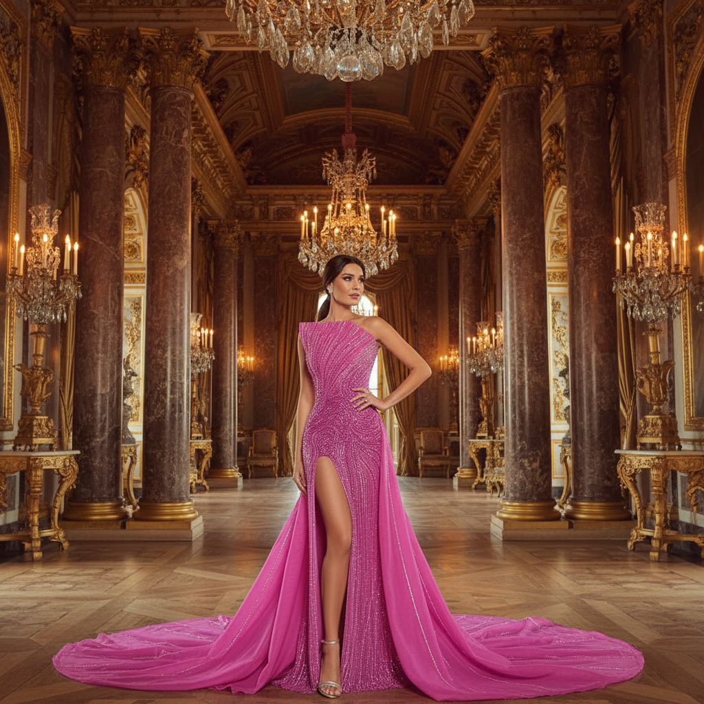 👑 QUEEN ILLUSION — ROBE DE SOIRÉE PAILLETTES & PERLES