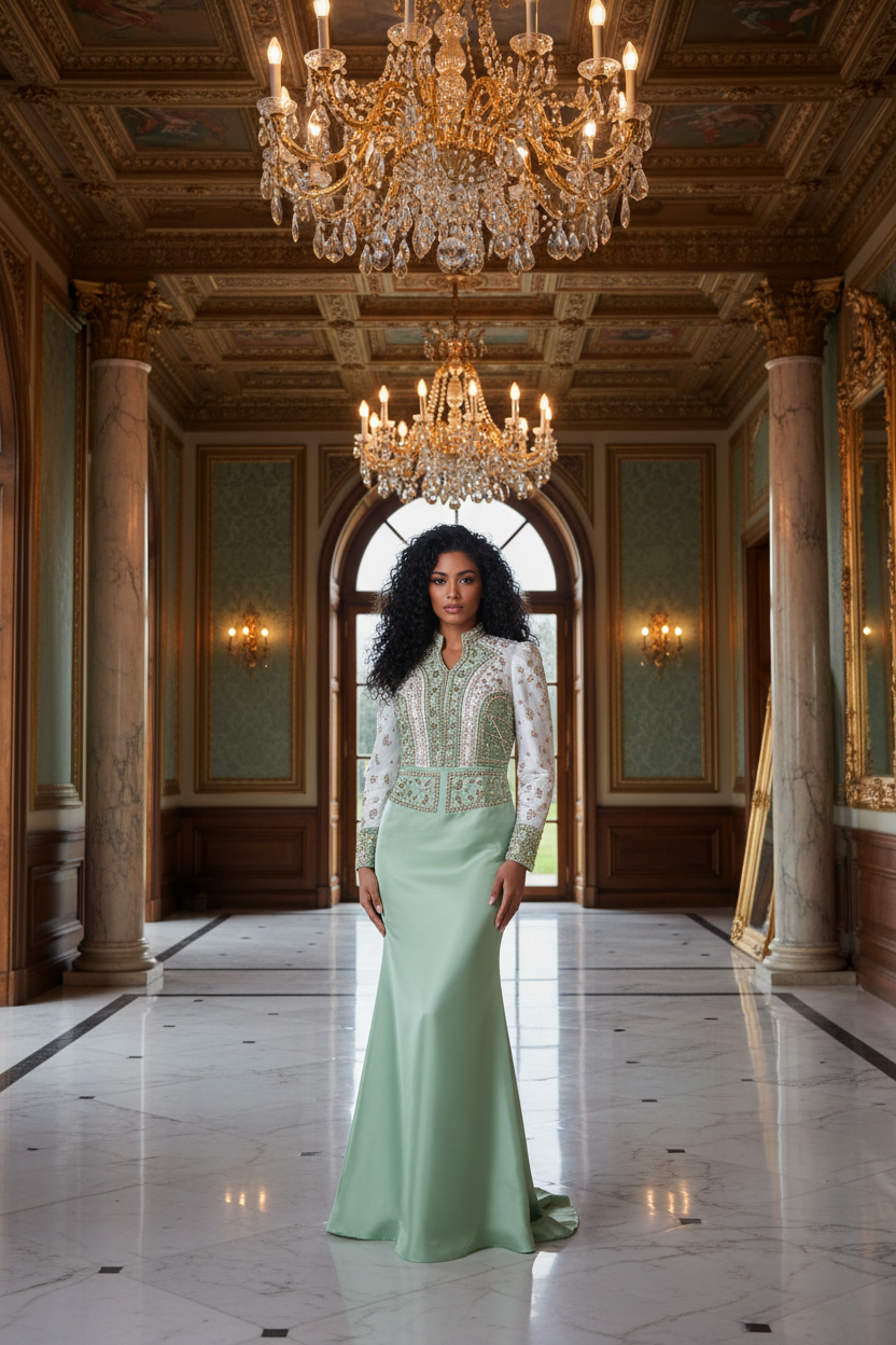 👑 QUEEN GOWN DIAMANTS — ROBE LONGUE DE SOIRÉE STRAS & DIAMANTS COUTURE