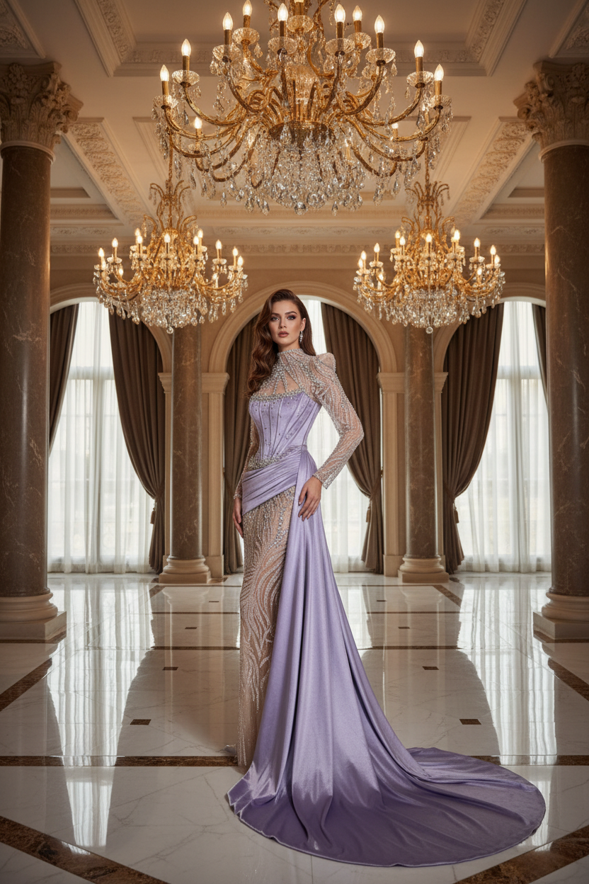 👑 QUEEN ELEGANCE — ROBE LONGUE CRISTALLISÉE SIGNATURE