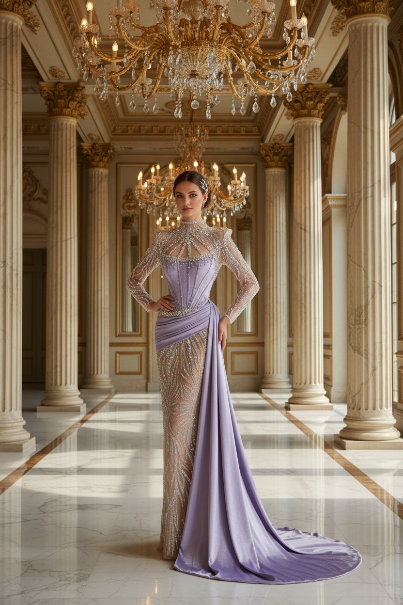 👑 QUEEN ELEGANCE — ROBE LONGUE CRISTALLISÉE SIGNATURE