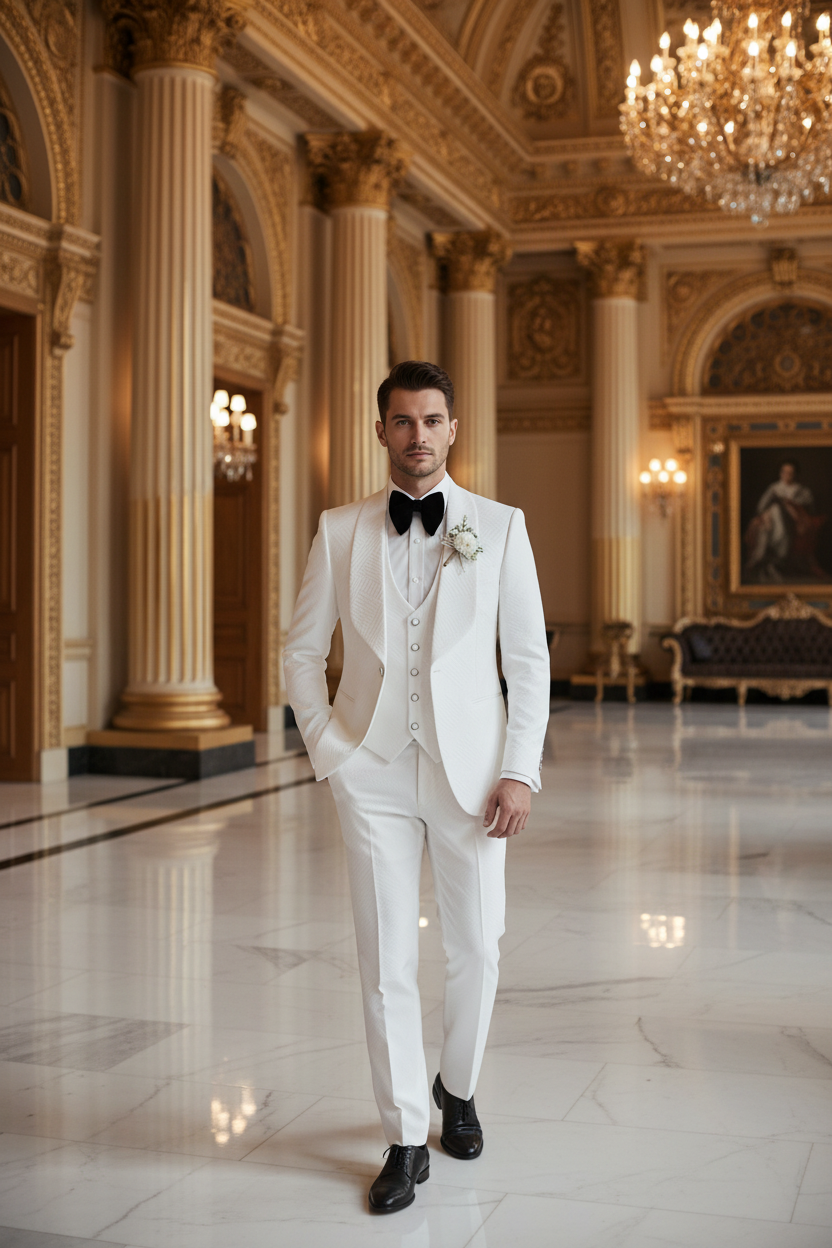 👑 KING JACQUARD TUXEDO — IVORY PRESTIGE EDITION