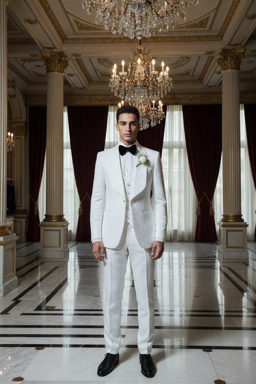 👑 KING JACQUARD TUXEDO — IVORY PRESTIGE EDITION