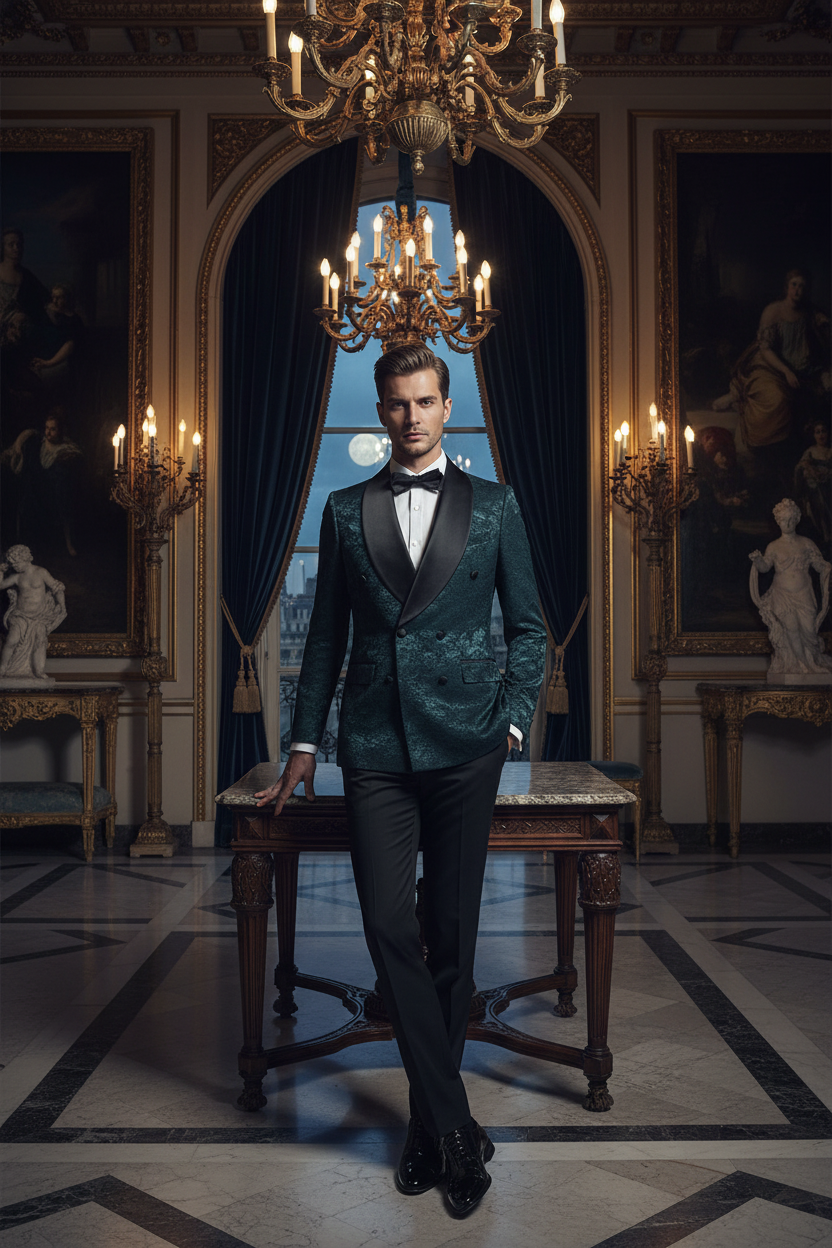 👑 KING TUXEDO CRISTAUX — 3 PIÈCES PRESTIGE SUR MESURE