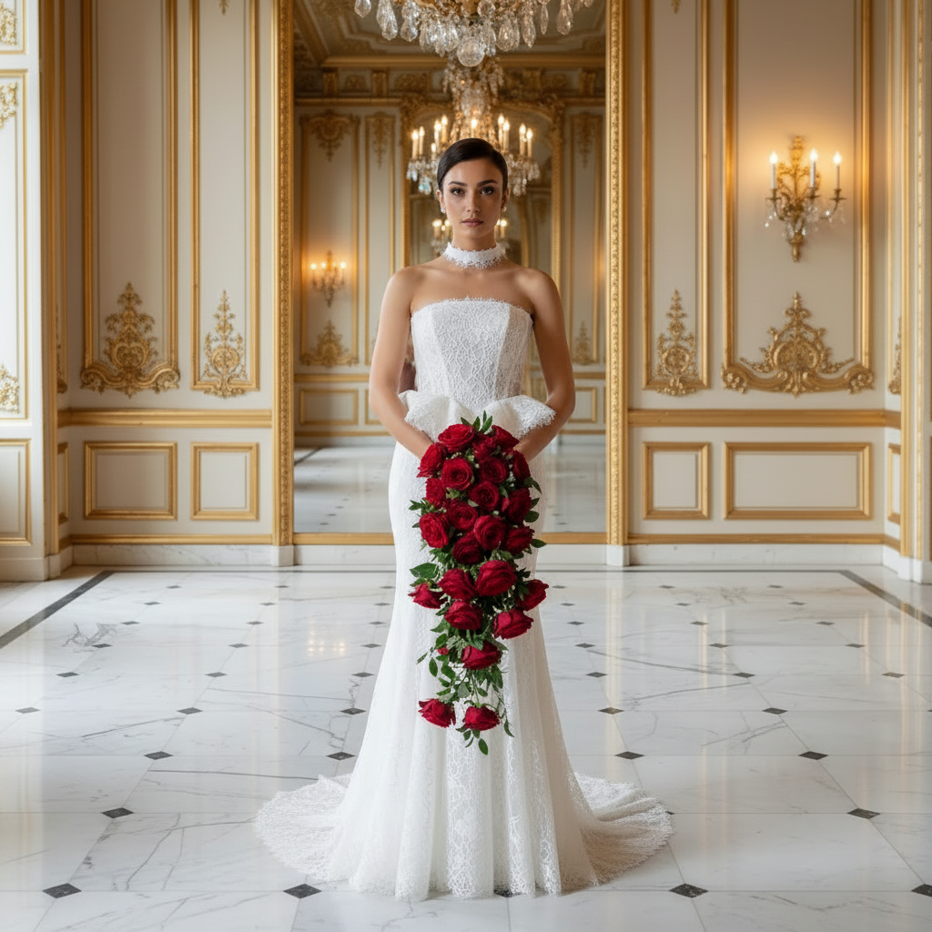 👑 QUEEN BRIDAL LACE GOWN — ROBE DE MARIÉE DENTELLE A-LINE CORSET DOS NU SIGNATURE