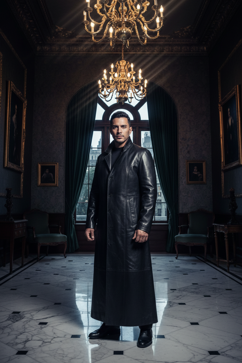 👑 KING LEATHER TRENCH — TRENCH COAT HOMME EN PU CUIR PREMIUM