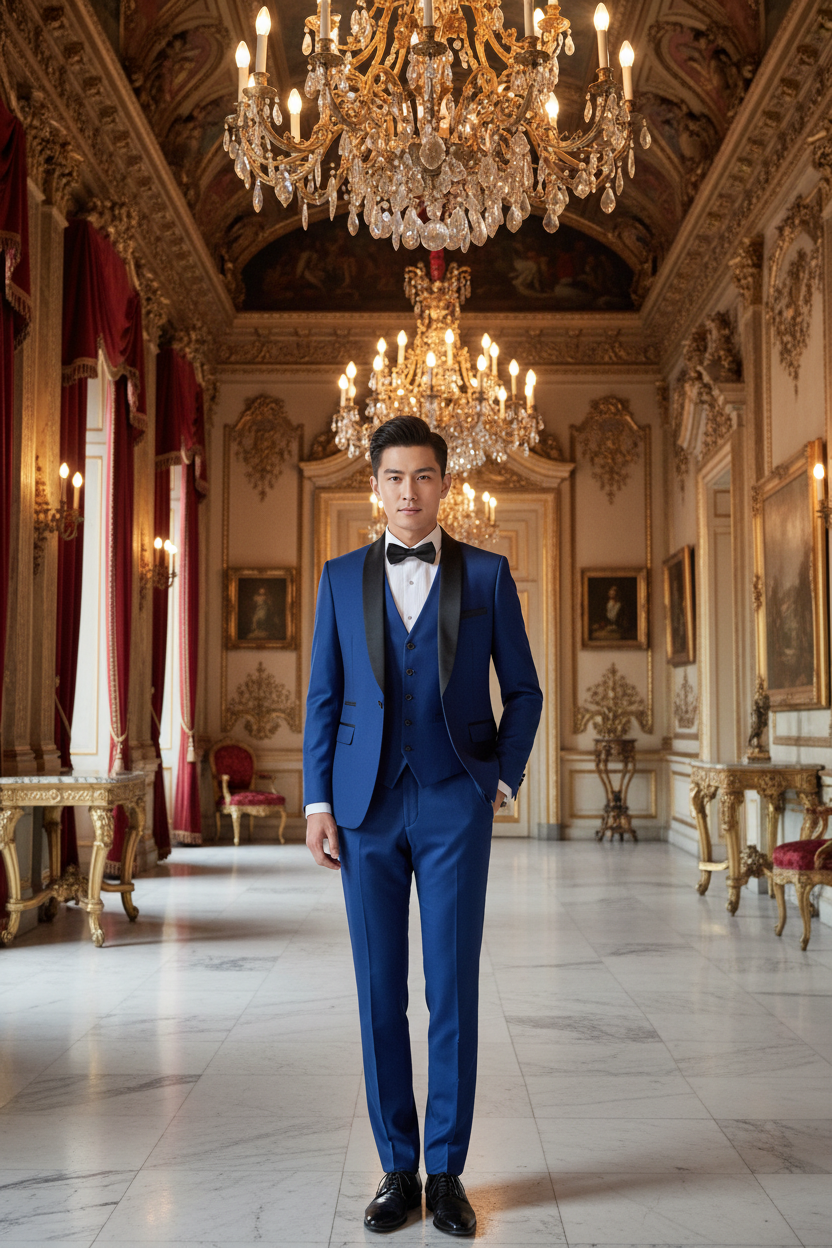 👑 KING TUXEDO SUIT — COSTUME 3 PIÈCES BLAZER, GILET & PANTALON CÉRÉMONIE