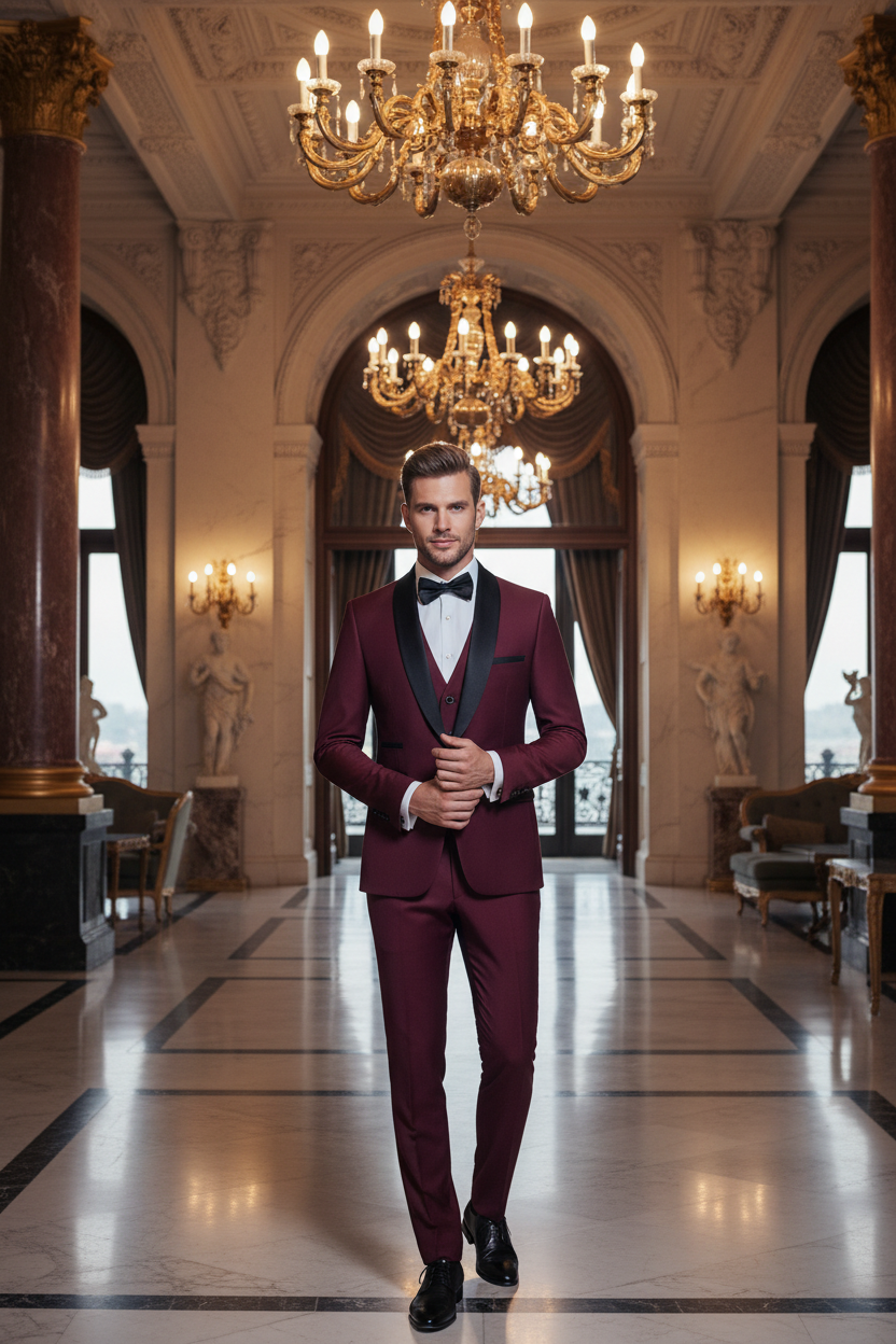 👑 KING TUXEDO SUIT — COSTUME 3 PIÈCES BLAZER, GILET & PANTALON CÉRÉMONIE