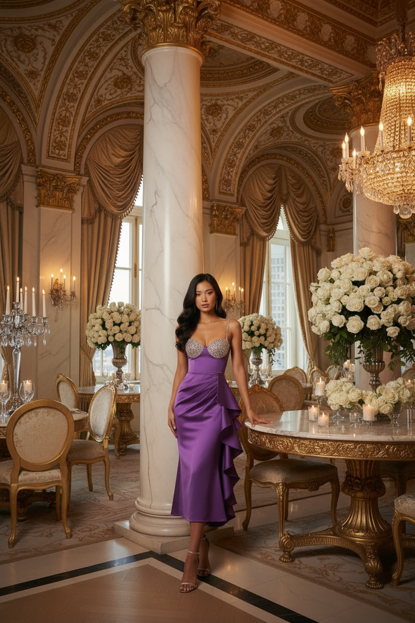 👑 QUEEN SIRÈNE SATIN SEQUINS — ROBE SOIRÉE SUR MESURE RUNWAY EDITION