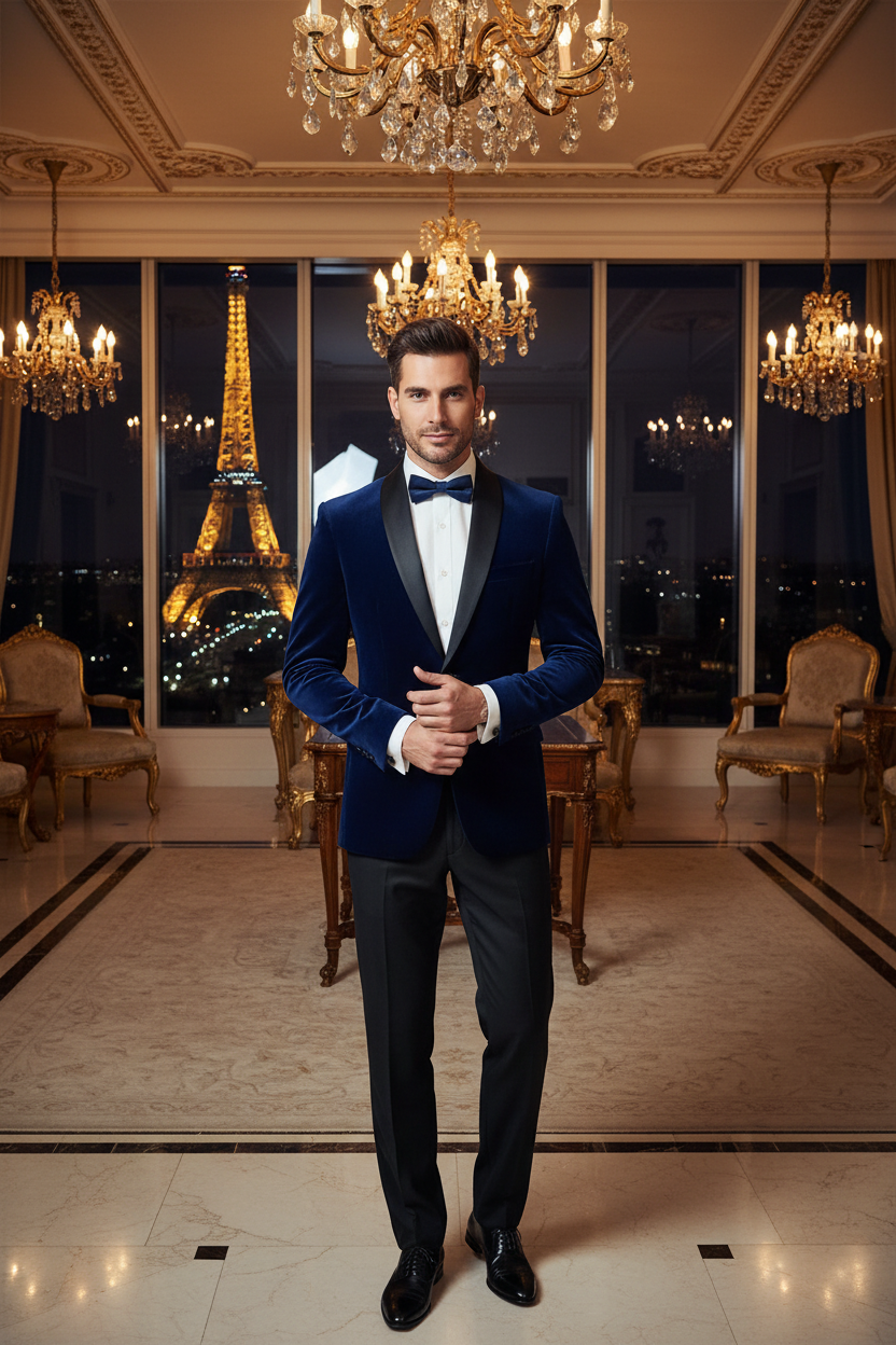 👑 KING BLAZER — VESTE HOMME VELOURS DORÉ STYLE ANGLAIS