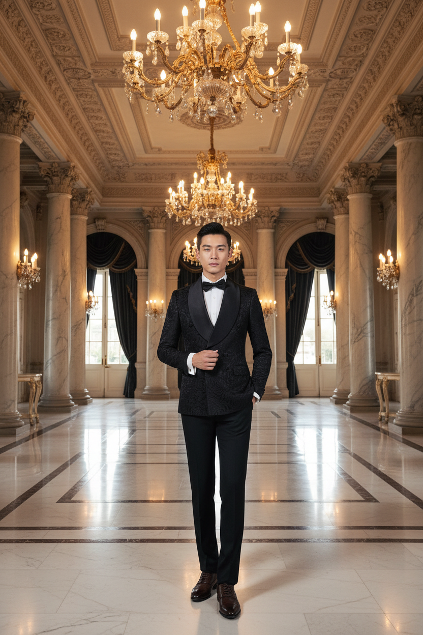 👑 KING TUXEDO CRISTAUX — 3 PIÈCES PRESTIGE SUR MESURE