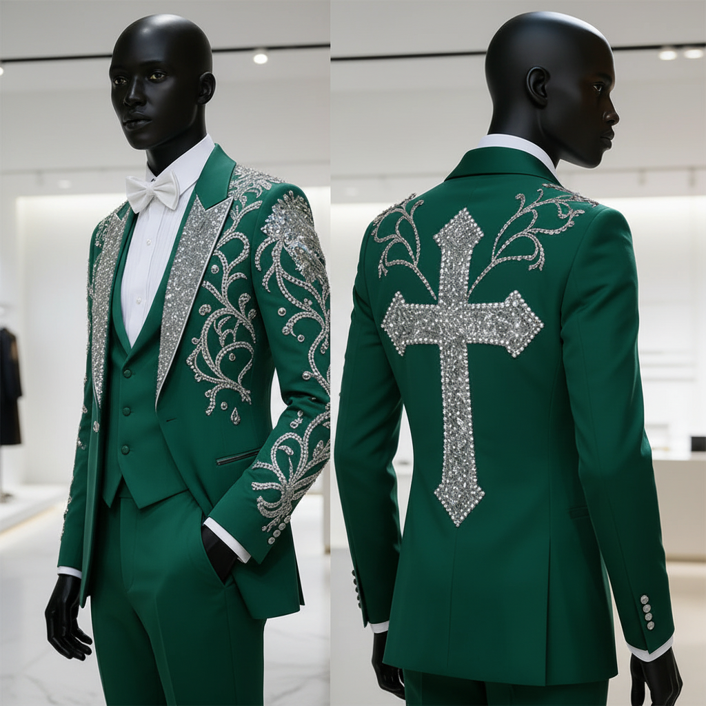 👑 KING VELVET EMBROIDERED SUIT — COSTUME 2 PIÈCES MARIAGE COUTURE