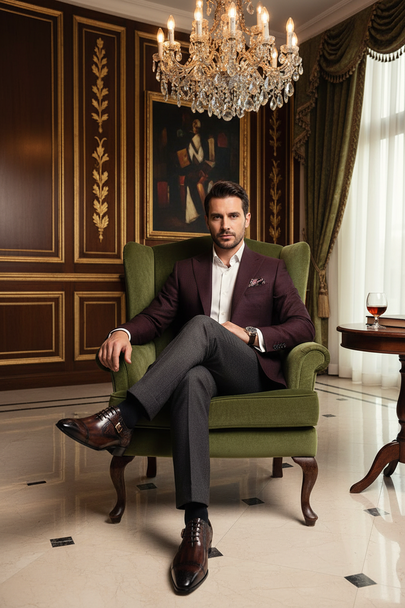 👑 Royal Oxford Européen – Cuir Véritable Formel