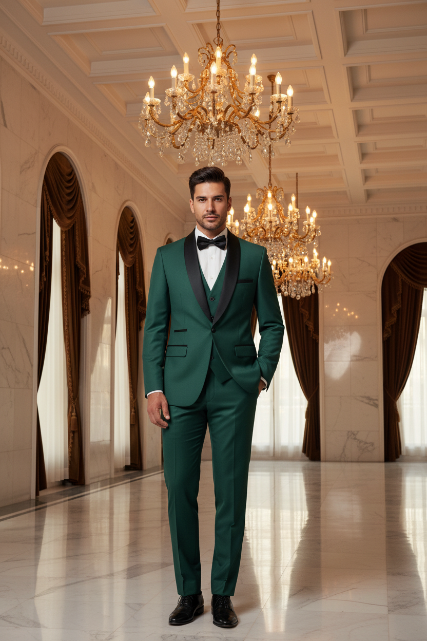👑 KING TUXEDO SUIT — COSTUME 3 PIÈCES BLAZER, GILET & PANTALON CÉRÉMONIE