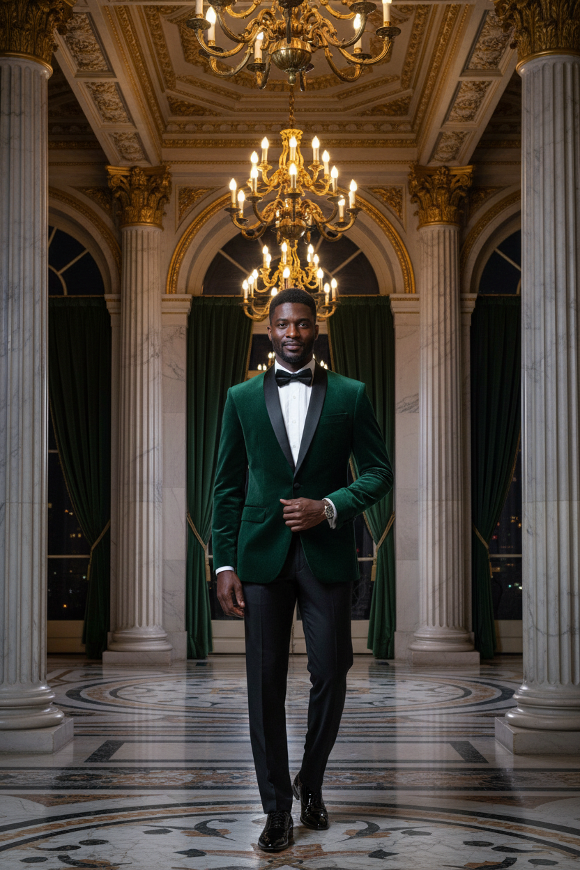 👑 KING BLAZER — VESTE HOMME VELOURS DORÉ STYLE ANGLAIS