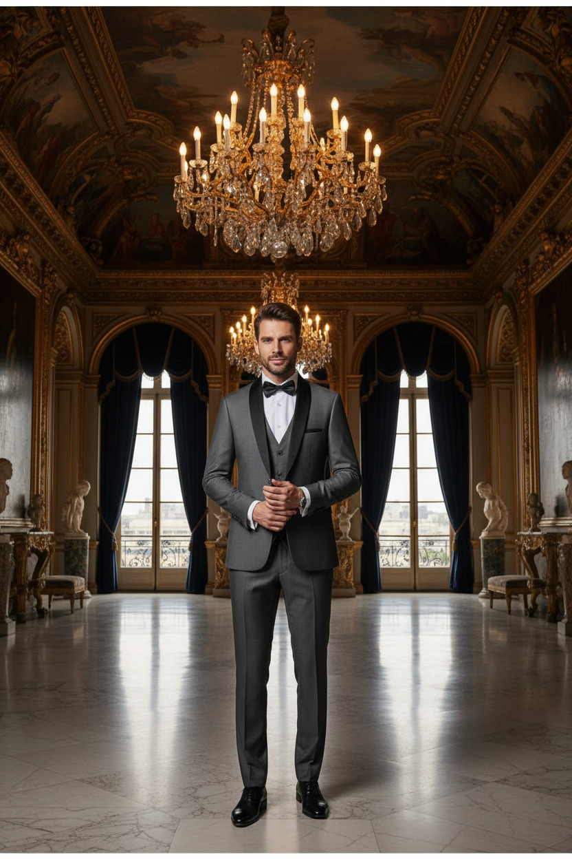 👑 KING TUXEDO SUIT — COSTUME 3 PIÈCES BLAZER, GILET & PANTALON CÉRÉMONIE