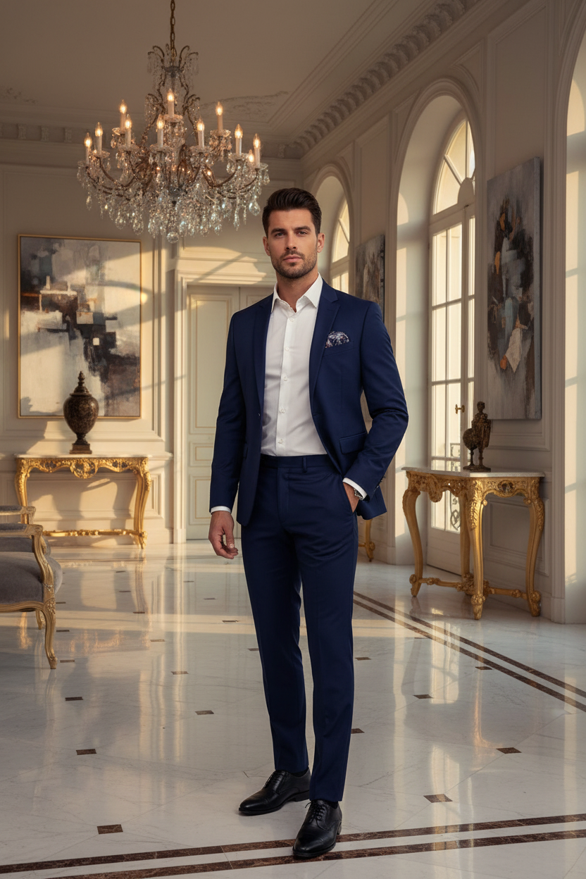 Luxe 2-delig heren trouwpak modieus slim effen kantoorpak heren grote maten broeksets