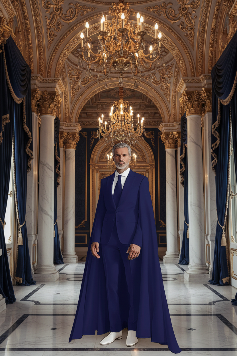 👑 KING CEREMONY SUIT — COSTUME MARIAGE 2 PIÈCES CAPE & BLAZER