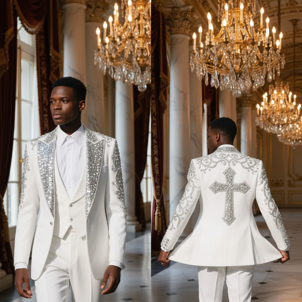 👑 KING CRYSTAL CEREMONY SUIT — COSTUME HOMME LUXE ORNÉ DE CRISTAUX SIGNATURE