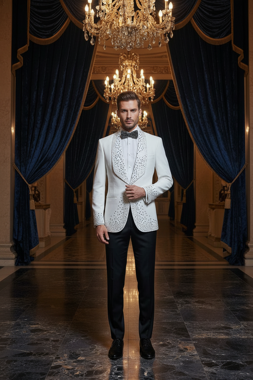 👑 KING BEADED CEREMONY SUIT — COSTUME 3 PIÈCES PERLÉ MARIAGE HOMME
