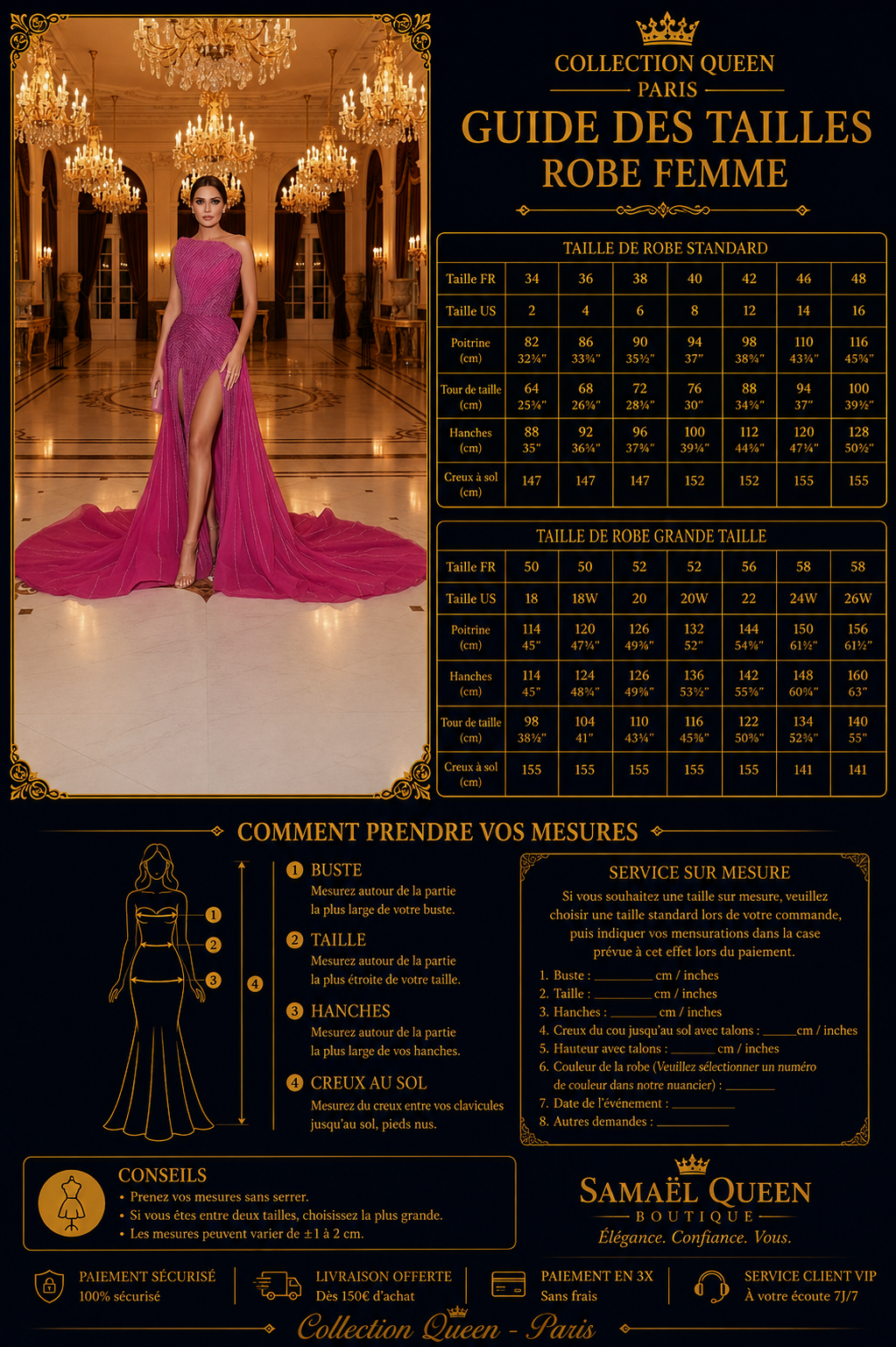 👑 QUEEN ILLUSION — ROBE DE SOIRÉE PAILLETTES & PERLES