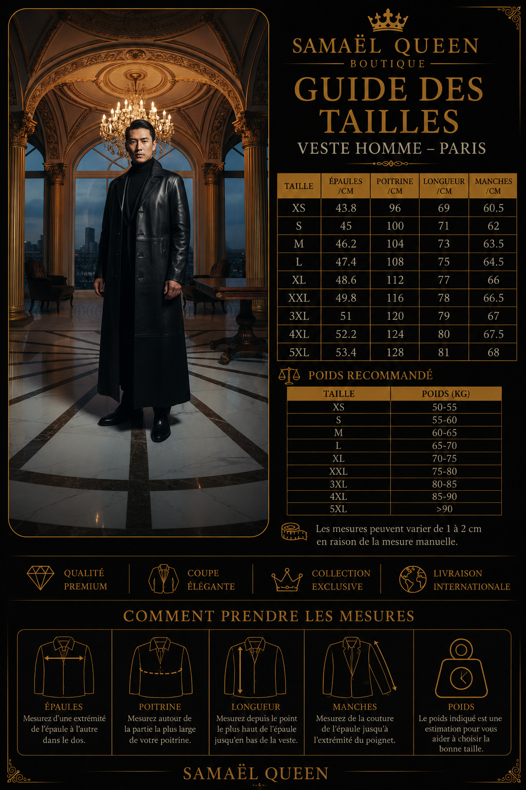 👑 KING LEATHER TRENCH — TRENCH COAT HOMME EN PU CUIR PREMIUM