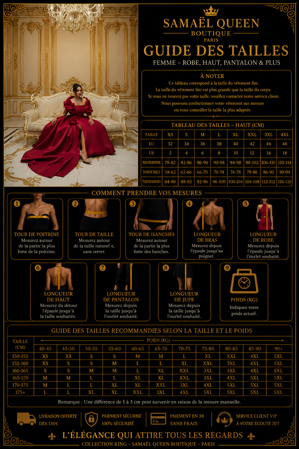👑 QUEEN PRESTIGE — ROBE SATIN COL CARRÉ LONGUE