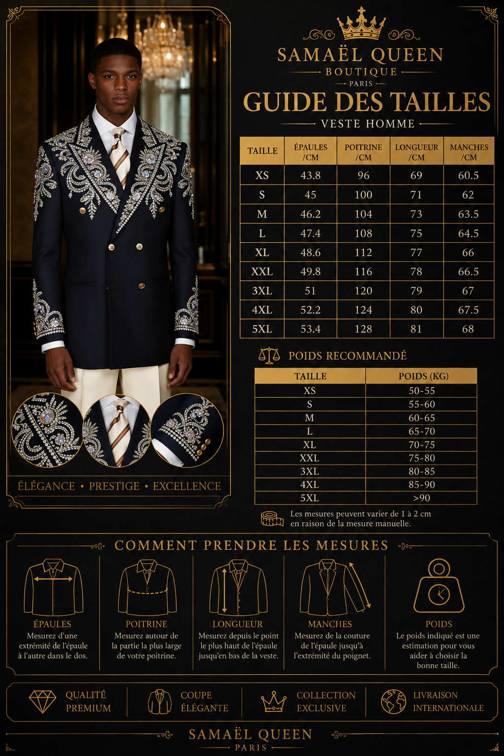 👑 KING DIAMOND TUXEDO — COSTUME COUTURE BRODÉ & CRISTAUX HOMME