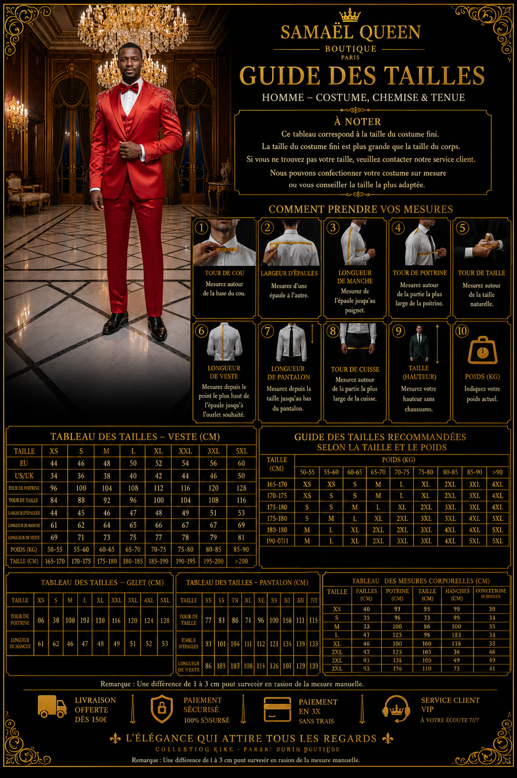 👑 KING PRESTIGE SUIT — COSTUME TROIS PIÈCES SUR MESURE