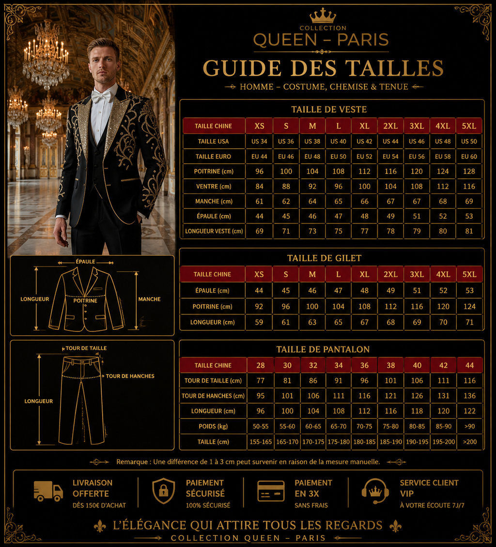 👑 KING VELVET EMBROIDERED SUIT — COSTUME 2 PIÈCES MARIAGE COUTURE