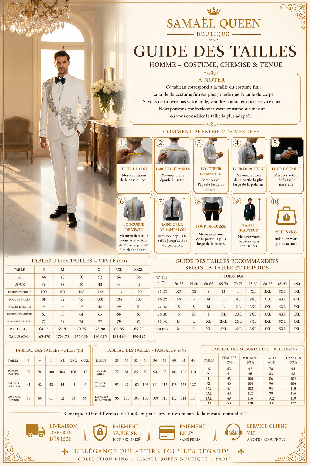 👑 KING CRYSTAL TUXEDO — COSTUME 2 PIÈCES COUTURE CRISTAUX & BRODERIES SUR MESURE