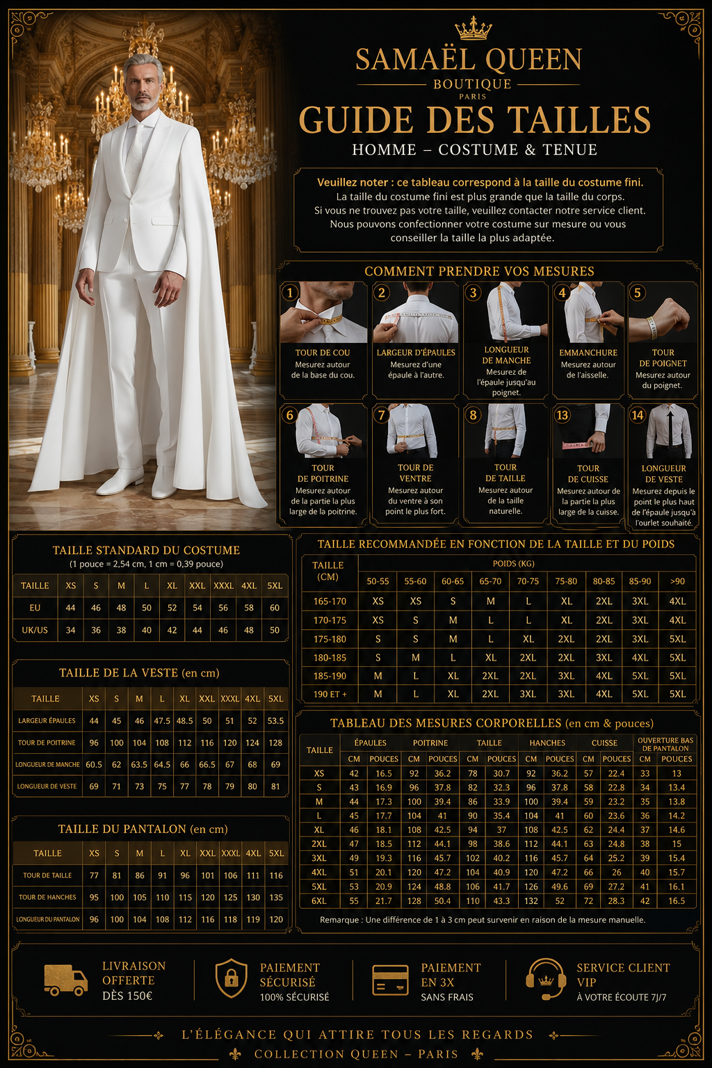 👑 KING CEREMONY SUIT — COSTUME MARIAGE 2 PIÈCES CAPE & BLAZER